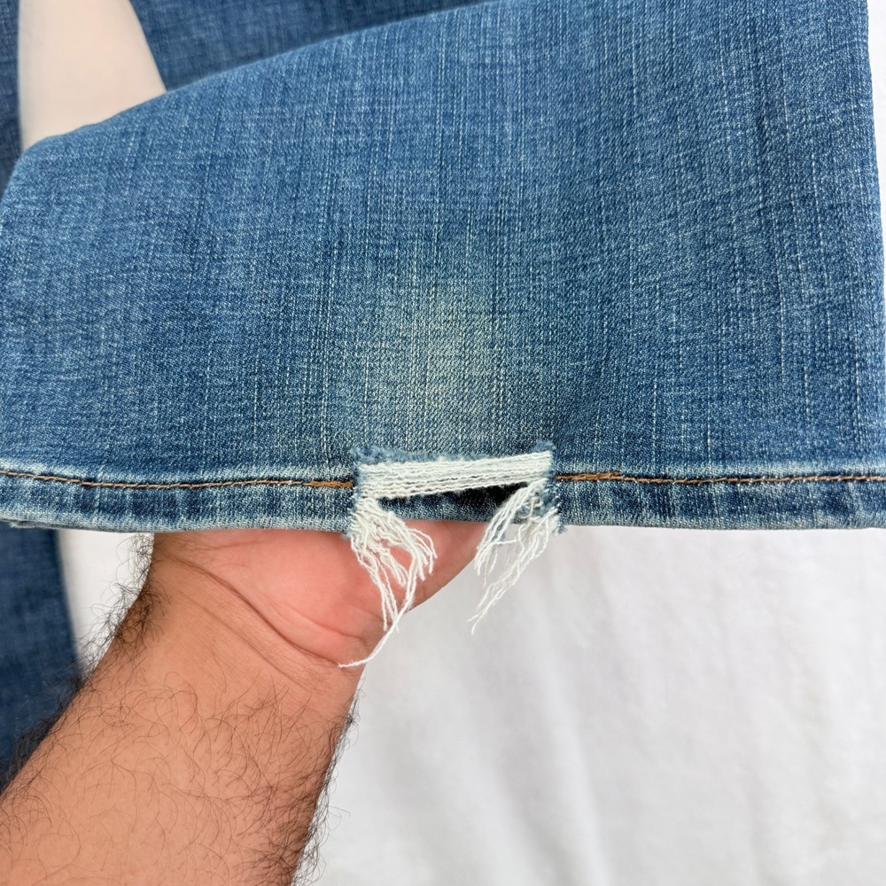 Lucky Brand 363 Vintage Jeans Mens 36x32 Blue Whisker Stretch Distressed - Picture 8 of 12